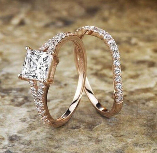 1.5Ct Princess Moissanite Diamond Engagement Bridal Set - JBR Jeweler