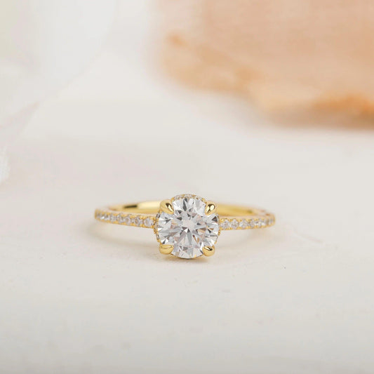 1.5CT Round Cut Lab-Grown Diamond Edge Prong Engagement Ring - JBR Jeweler