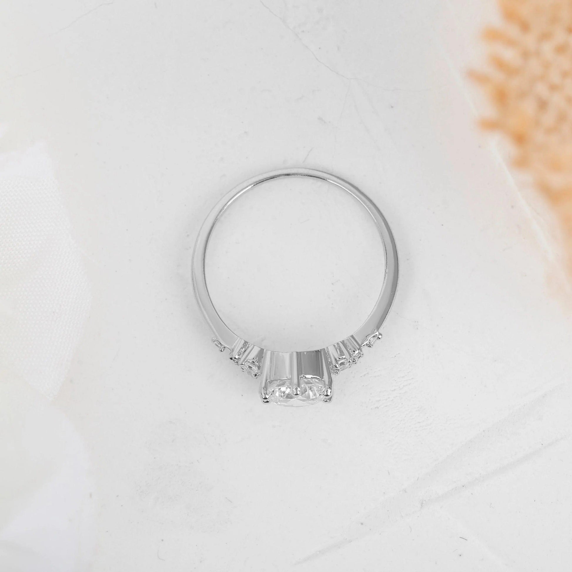 1.5CT Round Cut Lab-Grown Diamond Side Stone Engagement Ring - JBR Jeweler