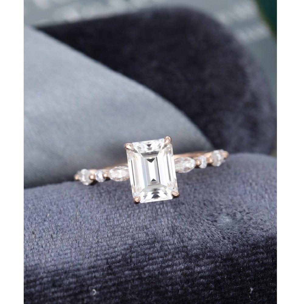 1.70CT Emerald Cut Solitaire Moissanite Engagement Ring Anniversary Gift For Women - JBR Jeweler