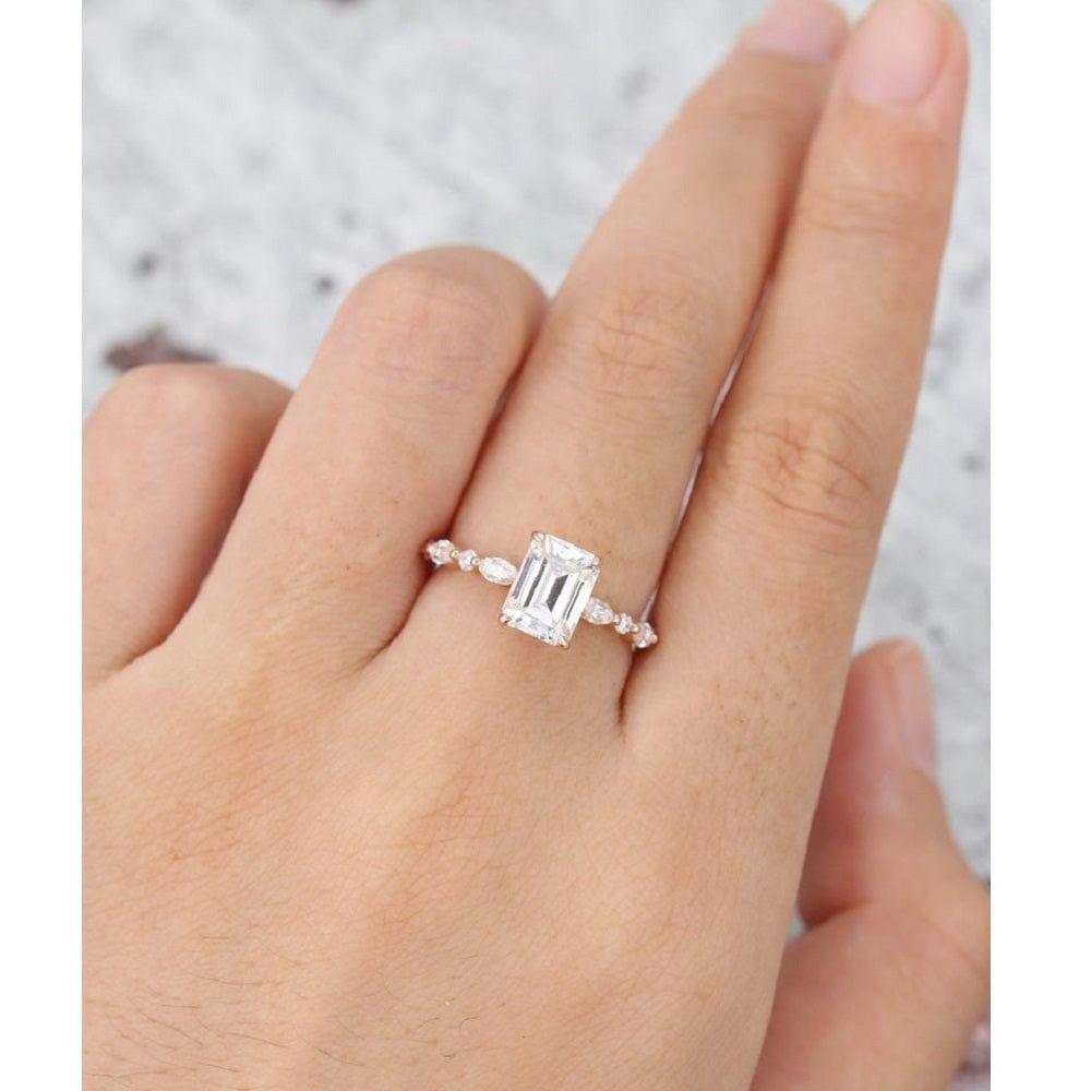 1.70CT Emerald Cut Solitaire Moissanite Engagement Ring Anniversary Gift For Women - JBR Jeweler