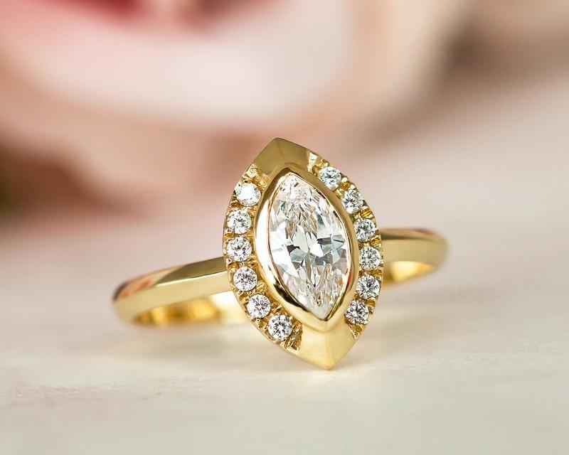 10x5MM Marquise Cut Diamond Knife Edge Moissanite Engagement Ring For Women - JBR Jeweler