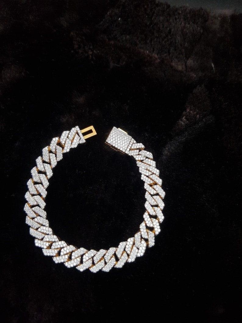 11MM Cuban link Iced out VVS Moissanite Diamond HipHop Miami Cuban link Bracelet - JBR Jeweler