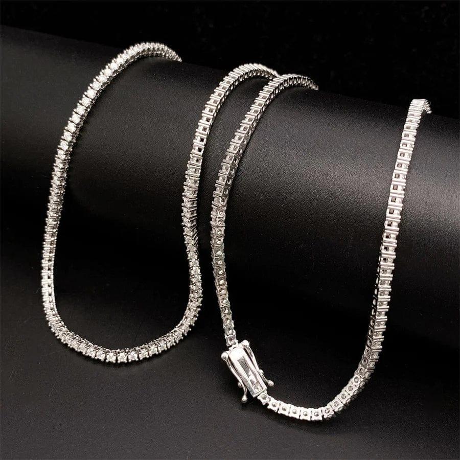 14k Gold 2mm Moissanite Diamond Tennis Necklace - JBR Jeweler