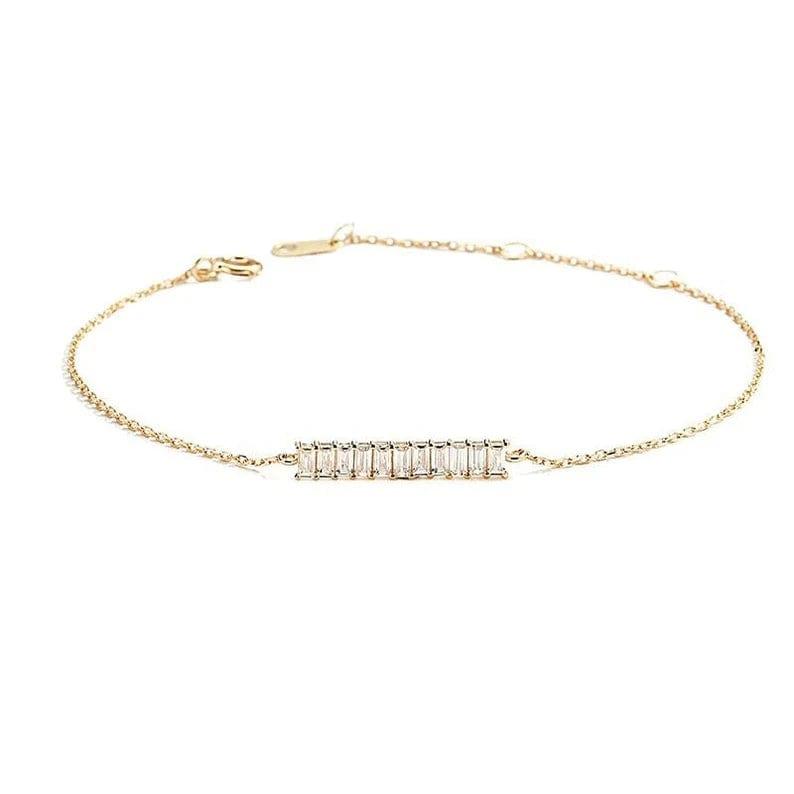 14k Gold baguette Set bar Bracelet - JBR Jeweler