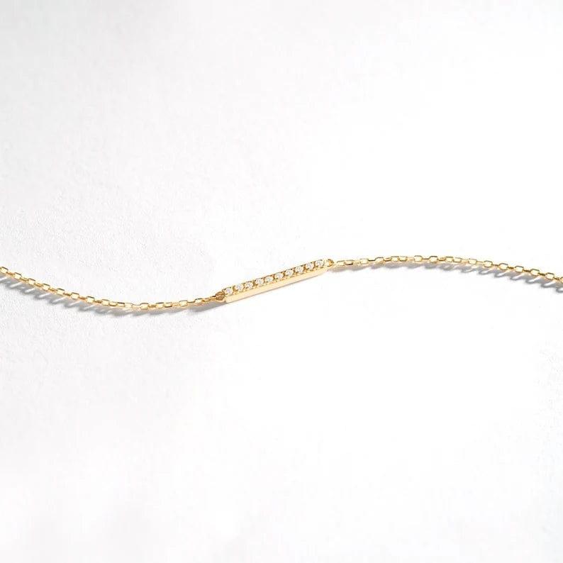 14k Gold Dainty Bar Bracelet - JBR Jeweler