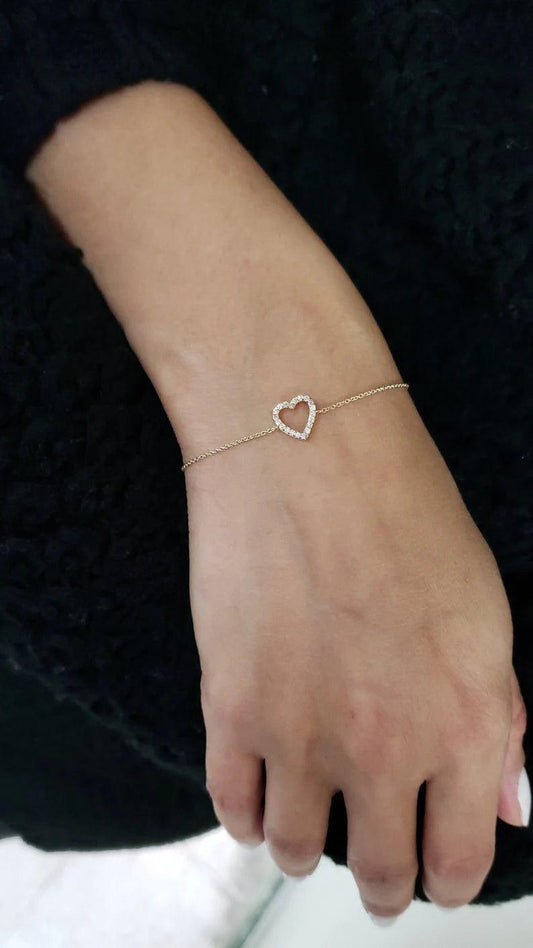 14k Gold Delicate Heart Bracelet - JBR Jeweler