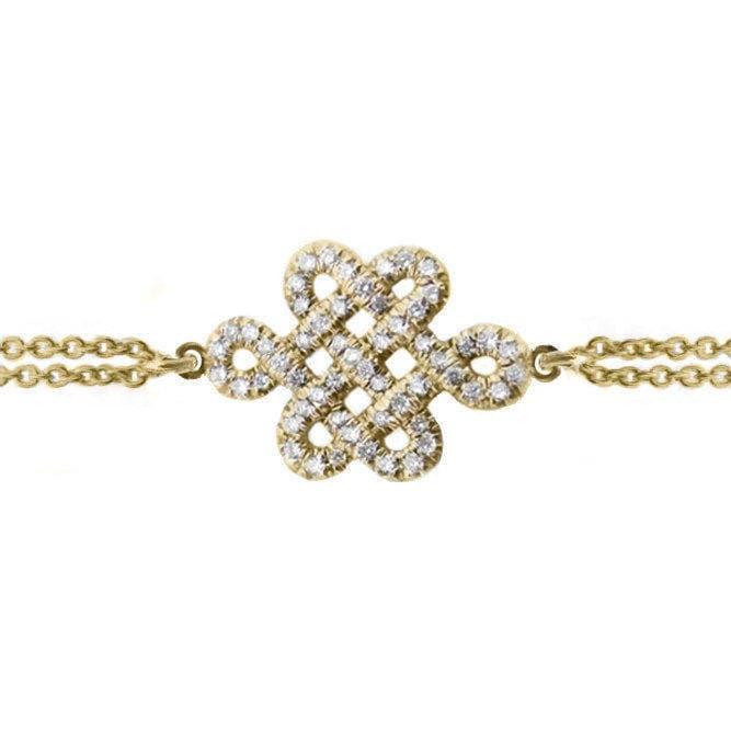 14k Gold Endless Love Knot Diamond Dainty Bracelet - JBR Jeweler