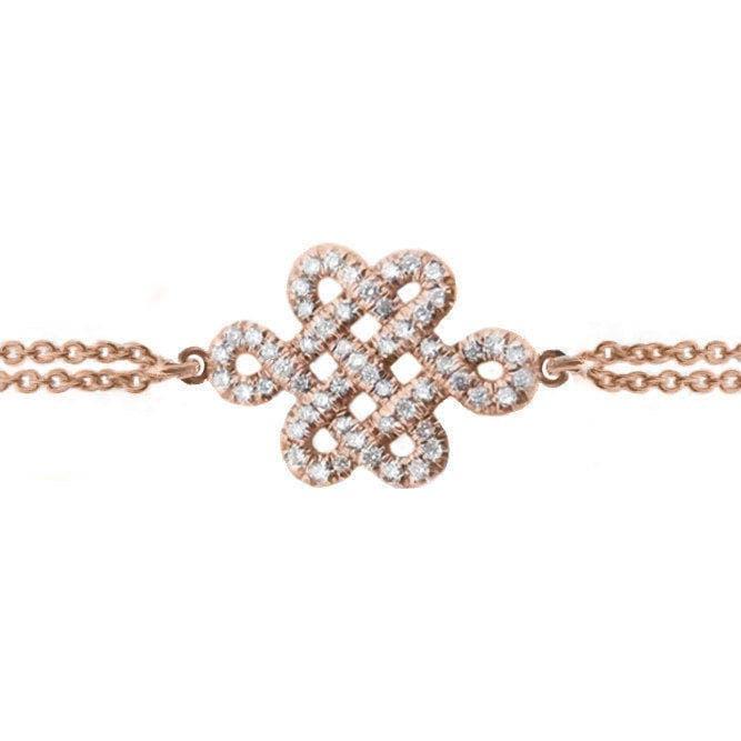14k Gold Endless Love Knot Diamond Dainty Bracelet - JBR Jeweler