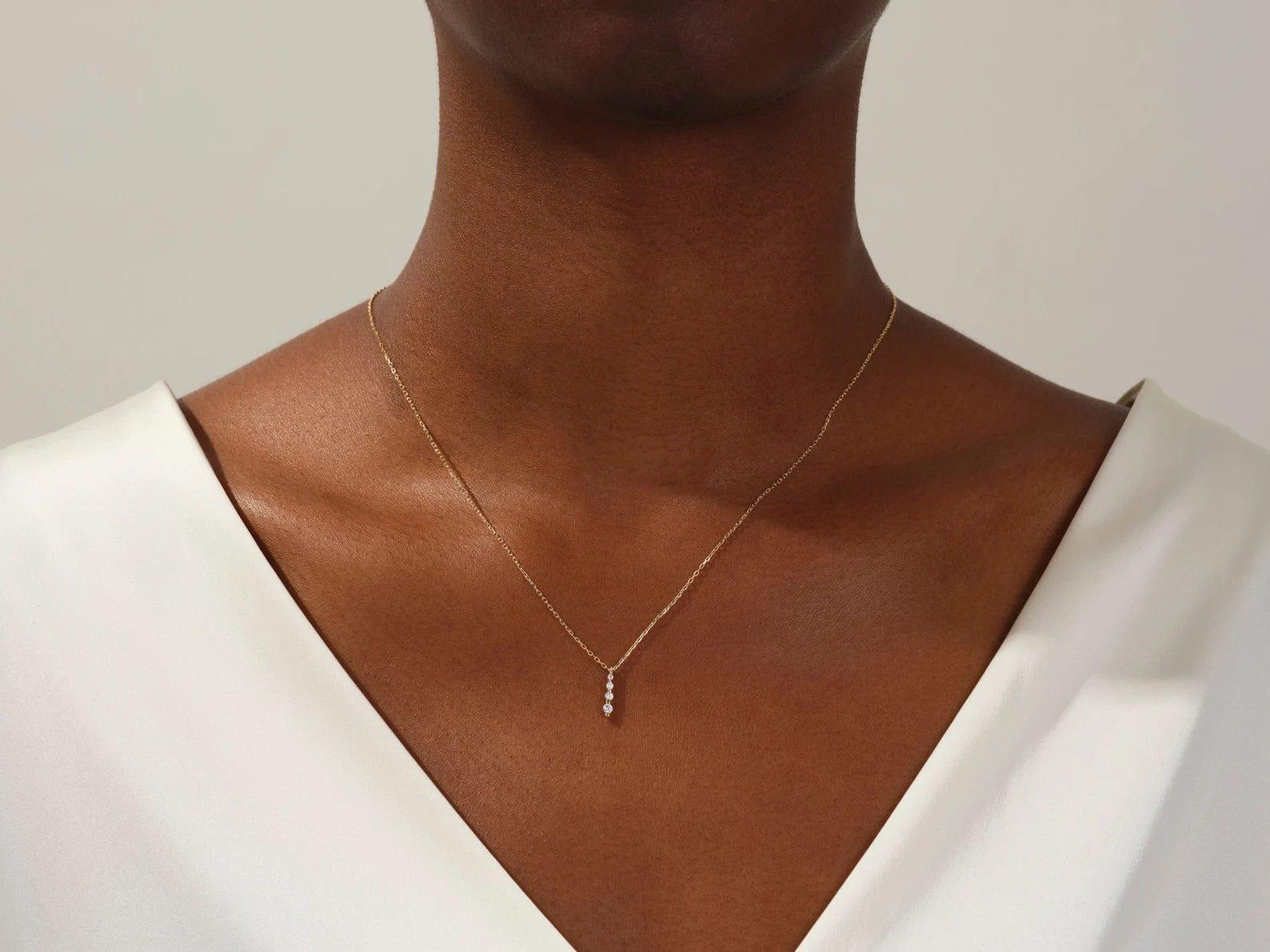 14k Gold Moissanite Diamonds Drop Style Necklace - JBR Jeweler