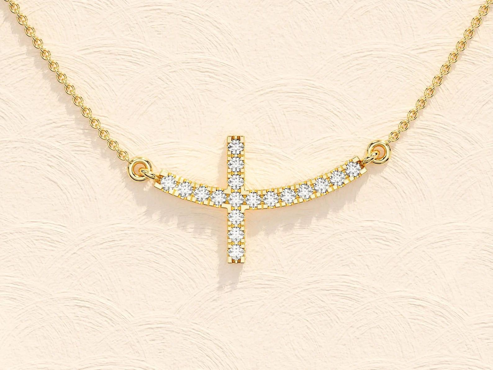 Sideways Diamond Cross Necklace – S. E. Joseph Jewelers