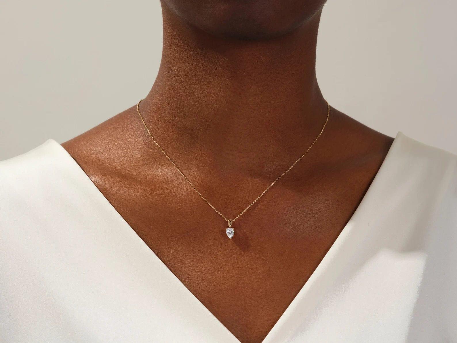 14k Gold Pear Shaped Moissanite Diamond Pendant Necklace - JBR Jeweler