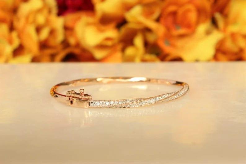 14k Gold Twisted Finest Anniversary Bangle Bracelet - JBR Jeweler