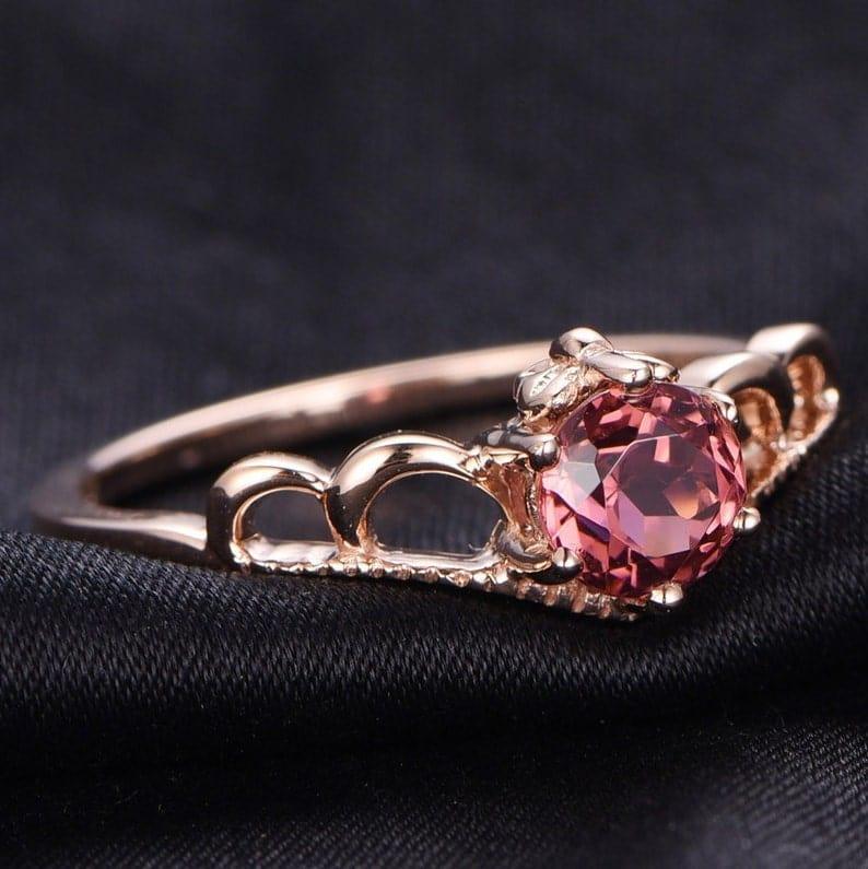 14K Pink Tourmaline Rose Gold Filigree Engagement Ring - JBR Jeweler