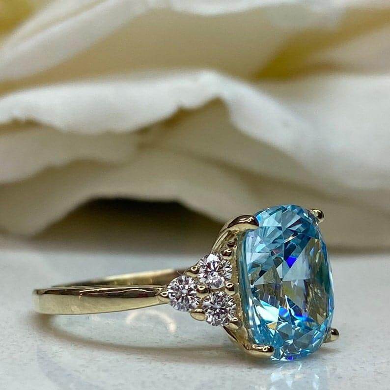 white gold diamond leaf and vine birthstone ring Aquamarine March Birthstone  nature insp Jewelry by AnjaysDesigns com - Fine Art America