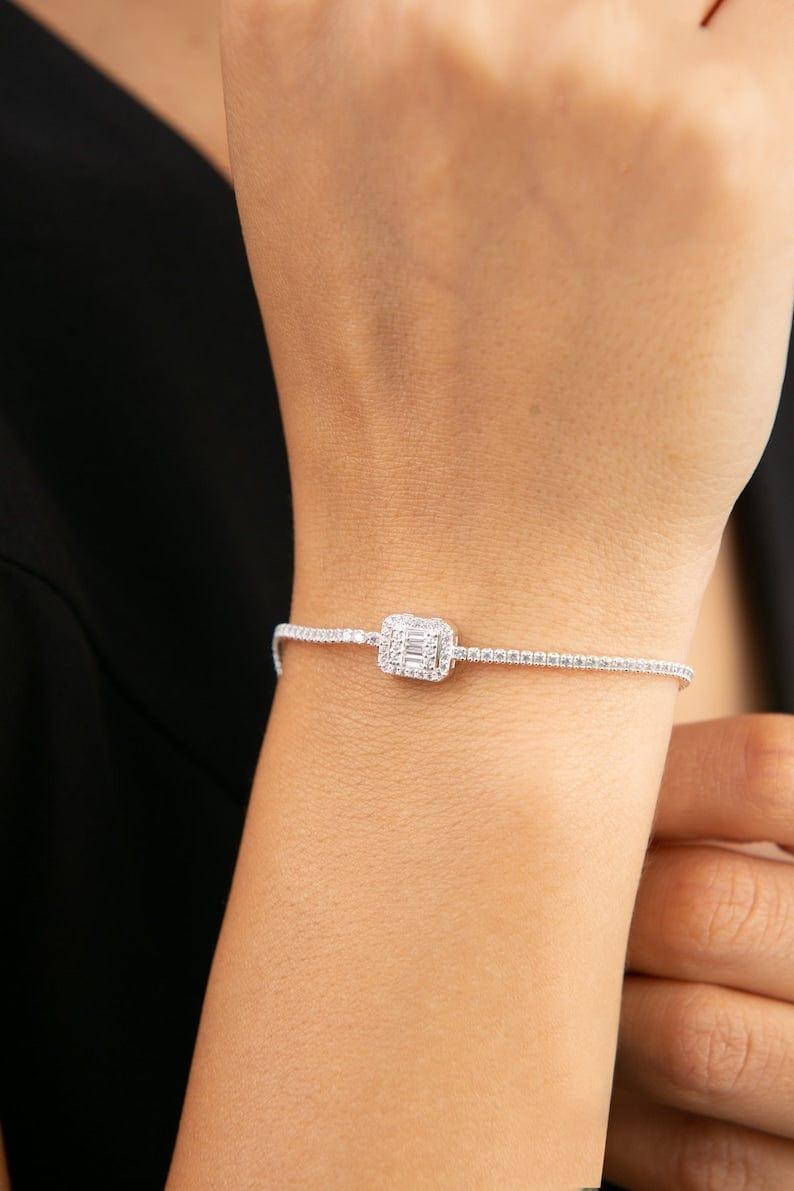 14k Solid Gold Lab Grown-CVD Diamonds Delicate Tennis Bracelet - JBR Jeweler