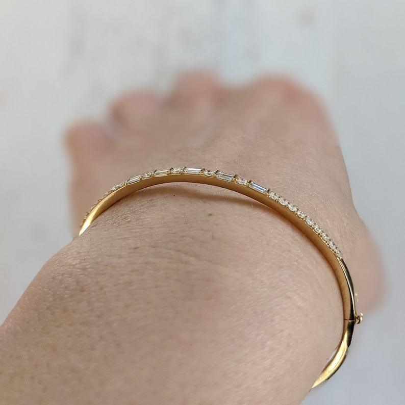 14k Solid Gold Lab Grown Diamond Tennis Bangle Bracelet - JBR Jeweler