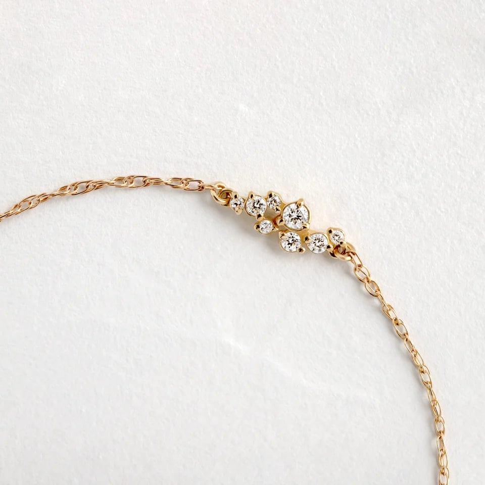 14k Solid Gold Lab Grown Dusting Dainty Bracelet - JBR Jeweler