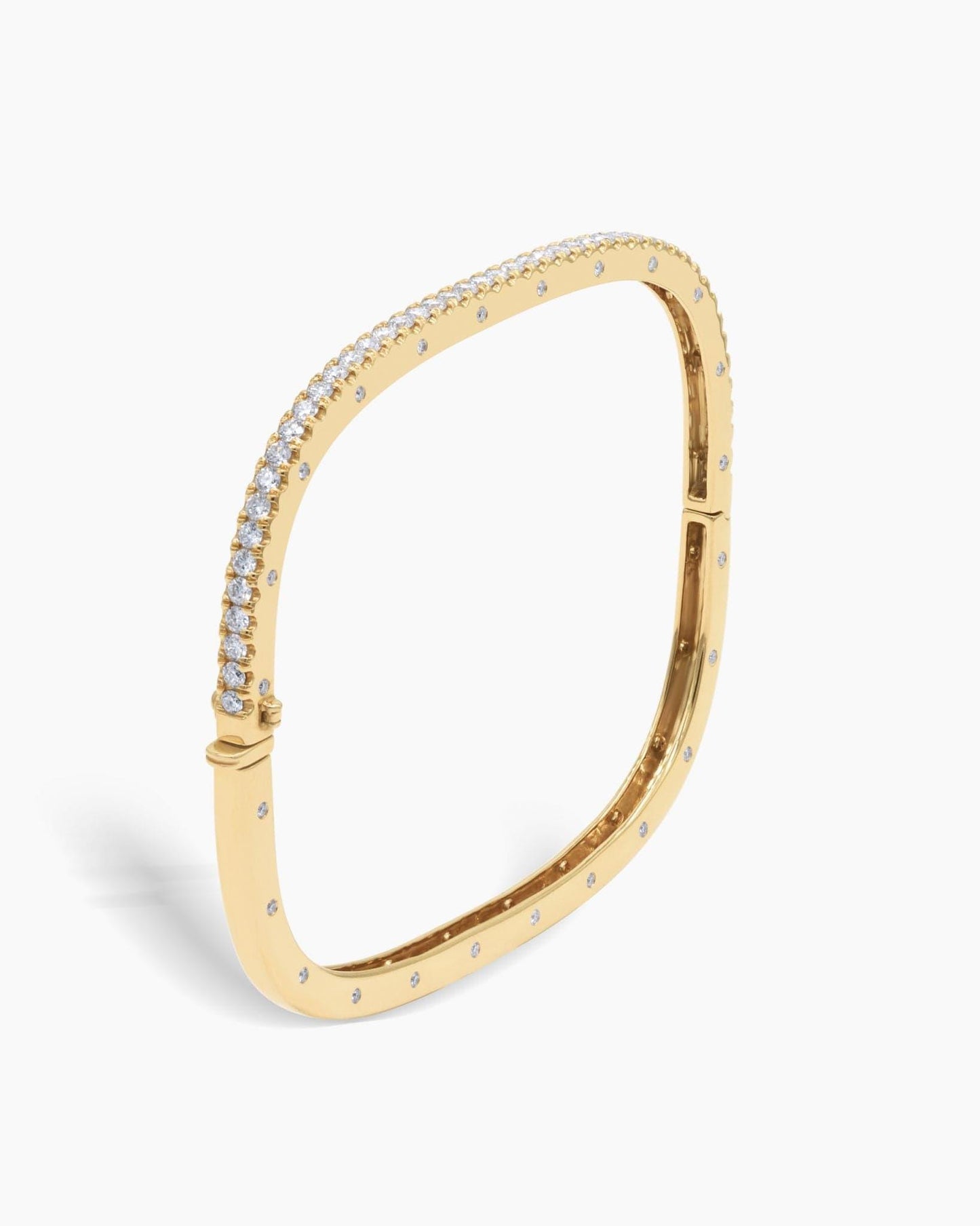 14k Solid Gold Lab Grown Single Row Diamond Bangle Bracelet - JBR Jeweler