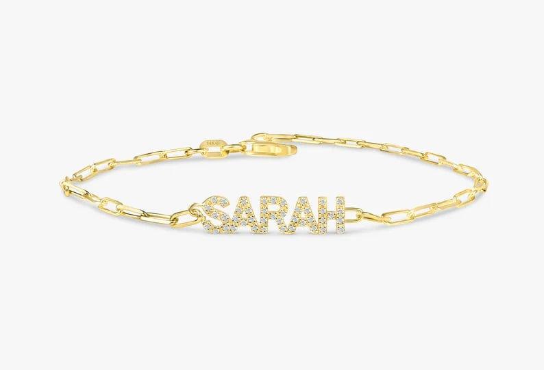 14k Solid Gold Linking Custom Name Bracelet - JBR Jeweler