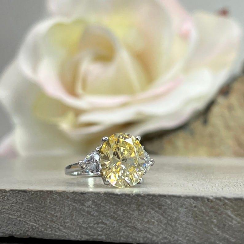 14K Solid Gold Oval Cut Canary Yellow Topaz Gemstone Ring - JBR Jeweler