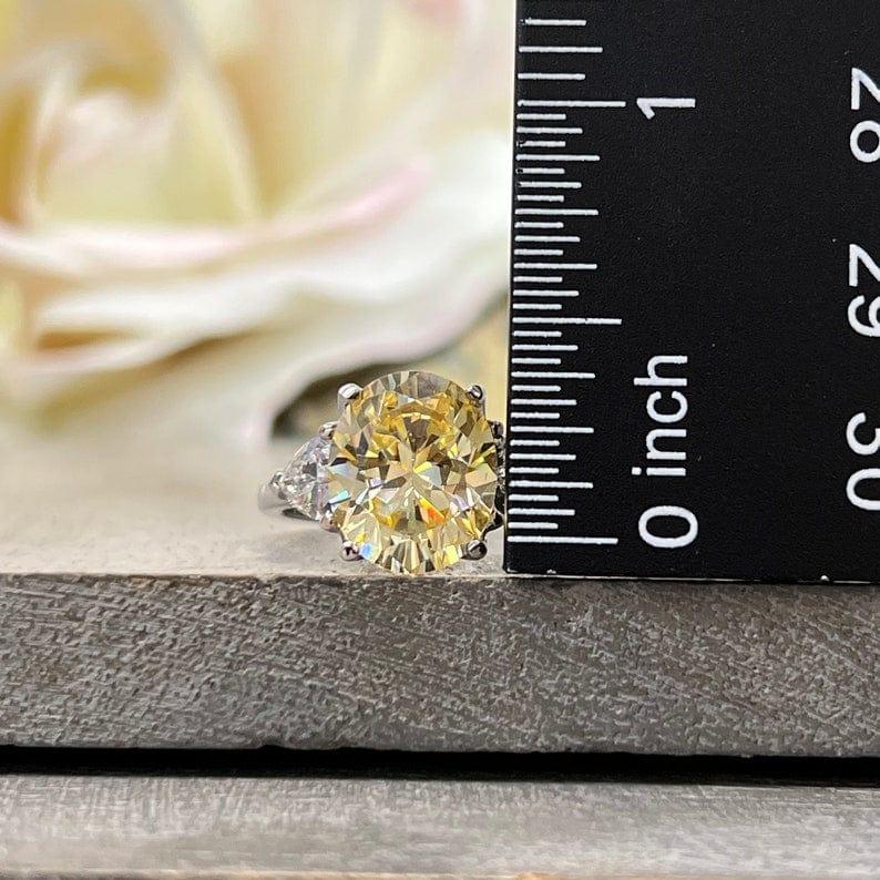 14K Solid Gold Oval Cut Canary Yellow Topaz Gemstone Ring - JBR Jeweler