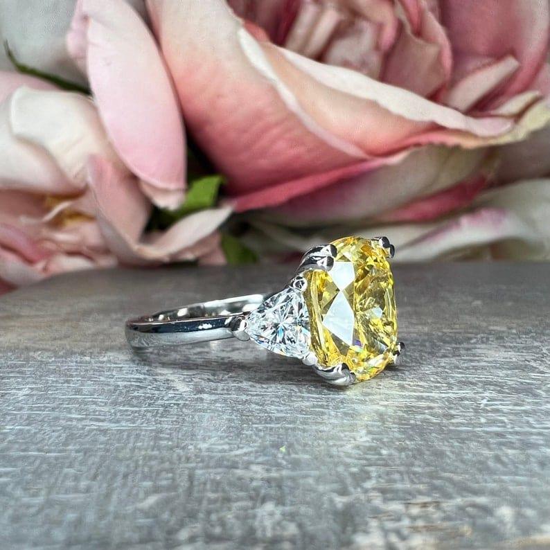 14K Solid Gold Oval Cut Yellow Topaz Double Prong Gemstone Ring - JBR Jeweler