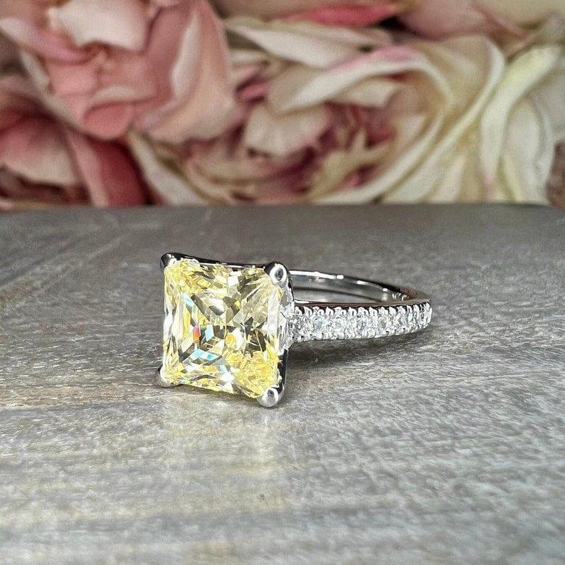 14K Solid Gold Princess Cut Yellow Topaz Gemstone Solitaire Ring - JBR Jeweler
