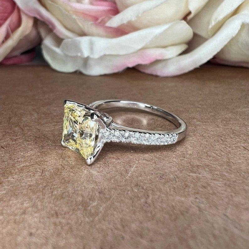 14K Solid Gold Princess Cut Yellow Topaz Gemstone Solitaire Ring - JBR Jeweler