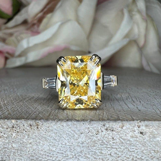 14K Solid Gold Radiant Canary Yellow Topaz Gemstone Ring - JBR Jeweler