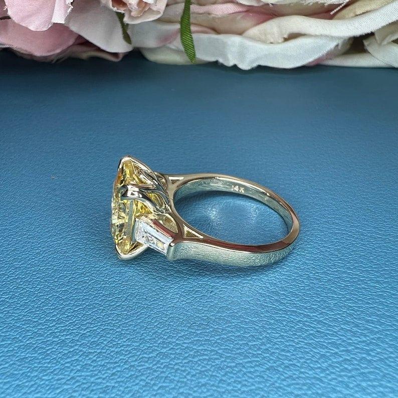 14K Solid Gold Radiant Canary Yellow Topaz Gemstone Ring - JBR Jeweler