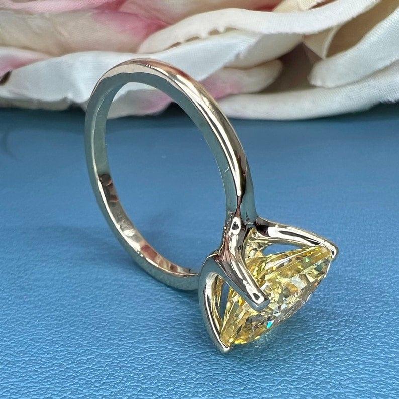 14K Solid Gold Radiant Cut Yellow Topaz Gemstone November Birthstone Ring - JBR Jeweler