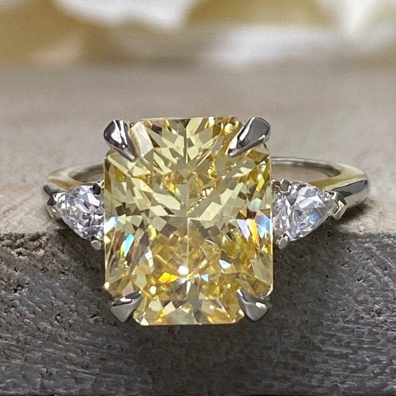 14K Solid Gold Radiant Cut Yellow Topaz Gemstone Ring - JBR Jeweler