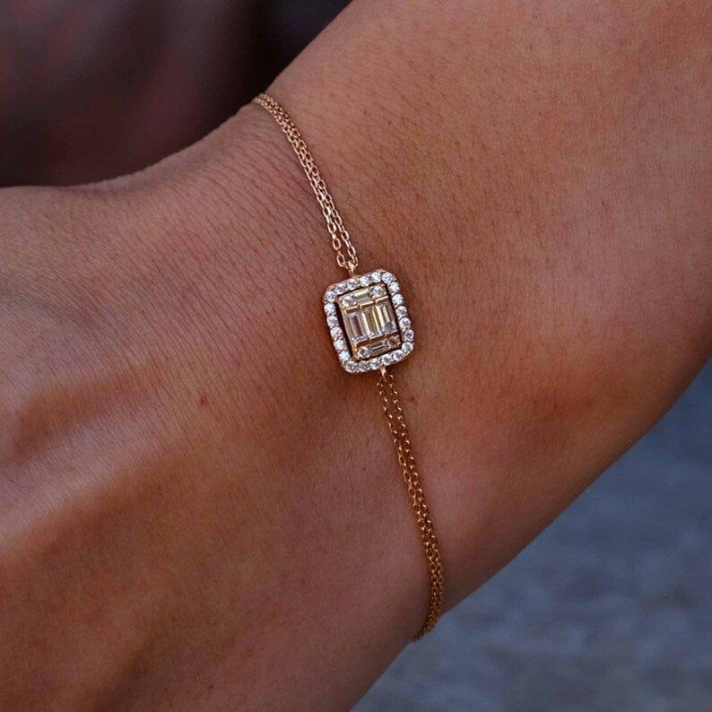 14k Solid Gold Square Lab Grown Diamonds Bracelet - JBR Jeweler