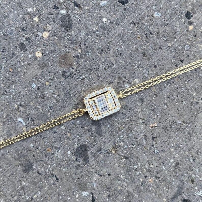 14k Solid Gold Square Lab Grown Diamonds Bracelet - JBR Jeweler