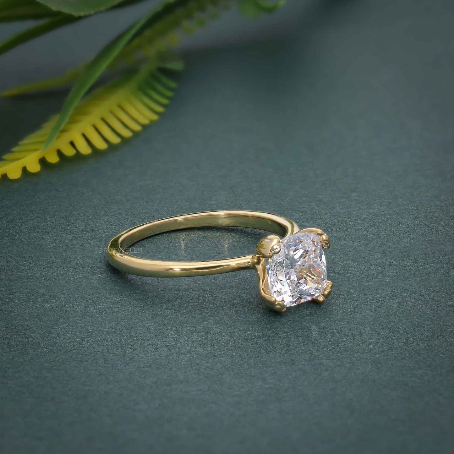 Triple Prong Cushion Cut Lab Grown Diamond Engagement Ring