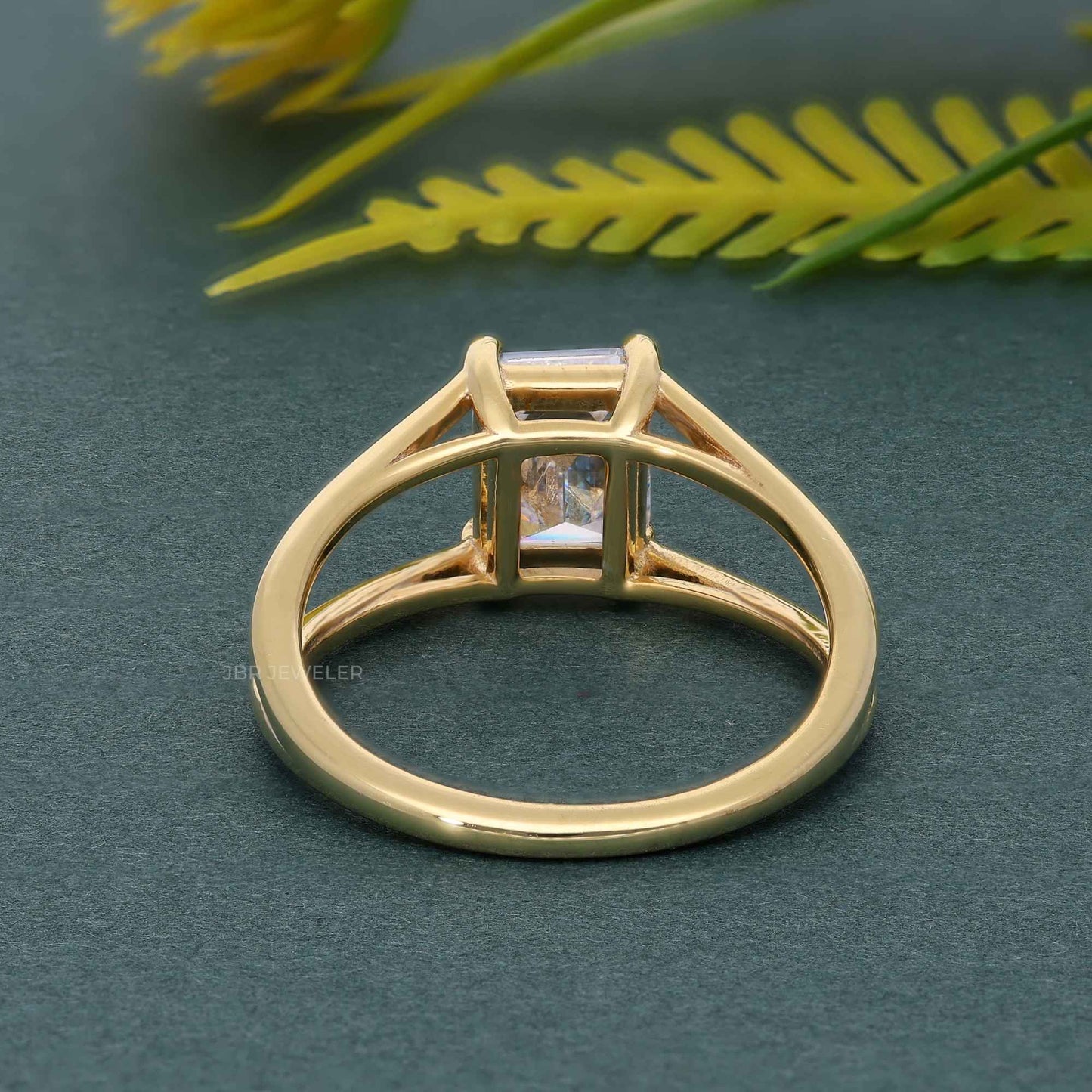 Split Shank Emerald Cut Lab Grown Diamond Solitaire Ring
