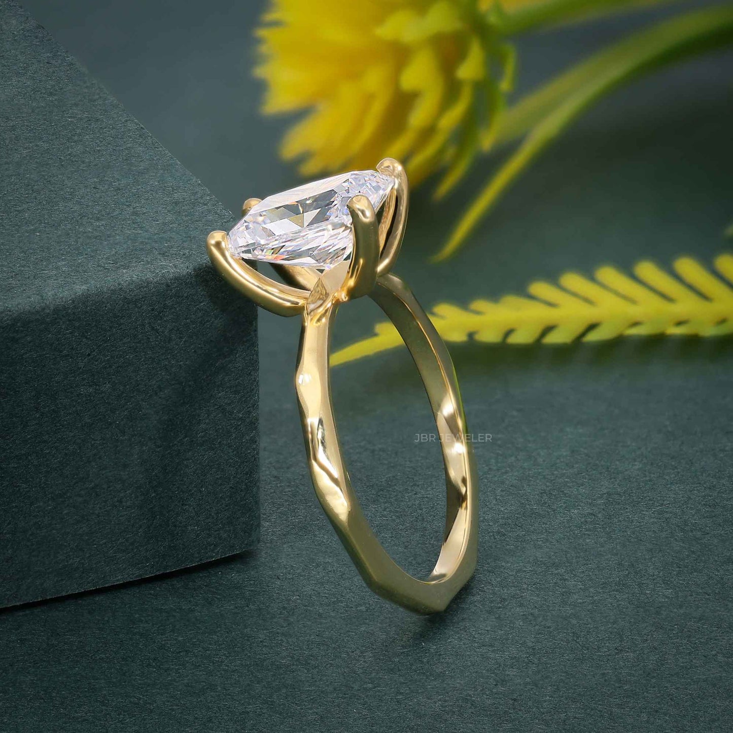 Squared edges Radiant Lab Grown Diamond Solitaire Ring