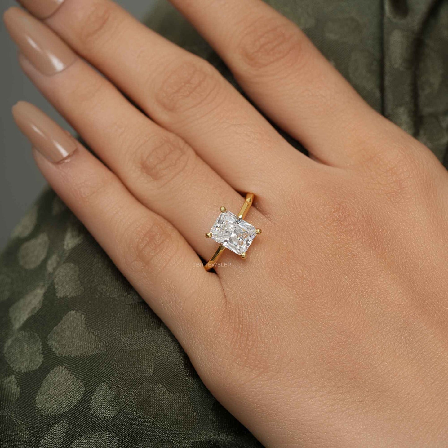Squared edges Radiant Lab Grown Diamond Solitaire Ring