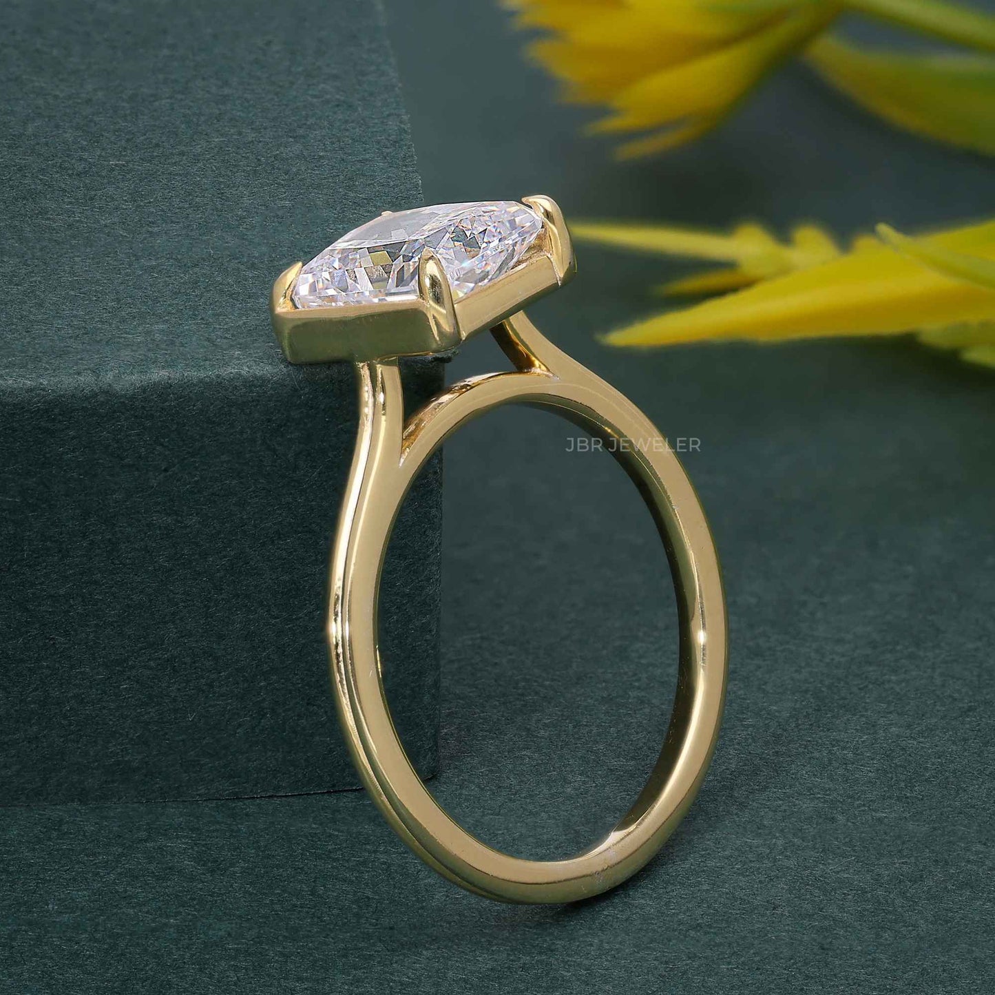 Silhouette Radiant Moissanite Diamond Engagement Ring