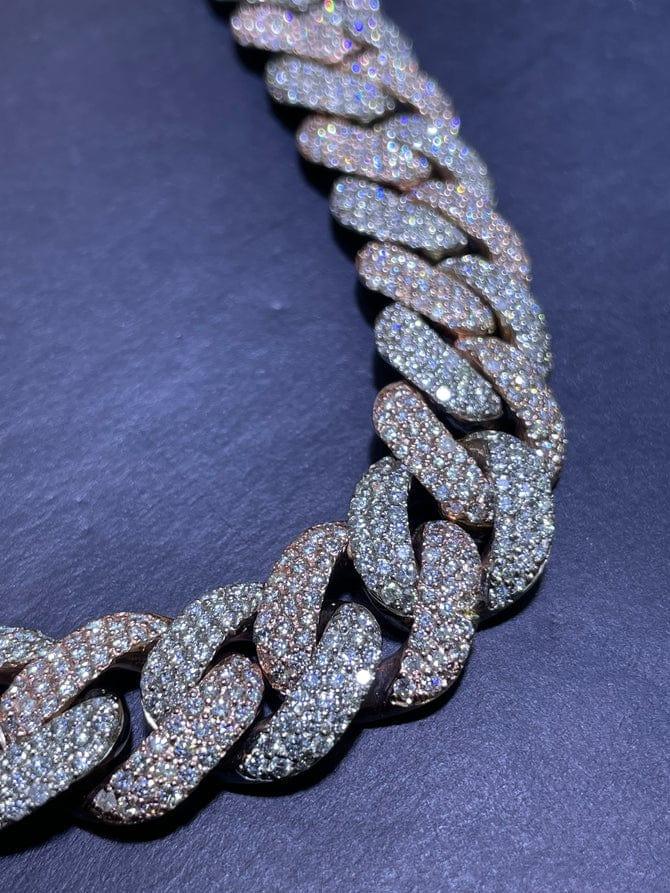 16MM Round Moissanite Diamond 3 Row Iced Out Miami Cuban Link Chain ...