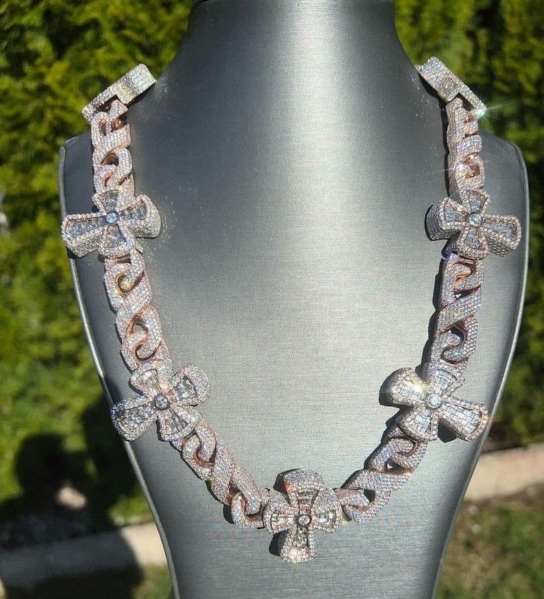 18 mm Heavy Baguette Moissanite Diamonds Cuban Link Men's Iced out Rap