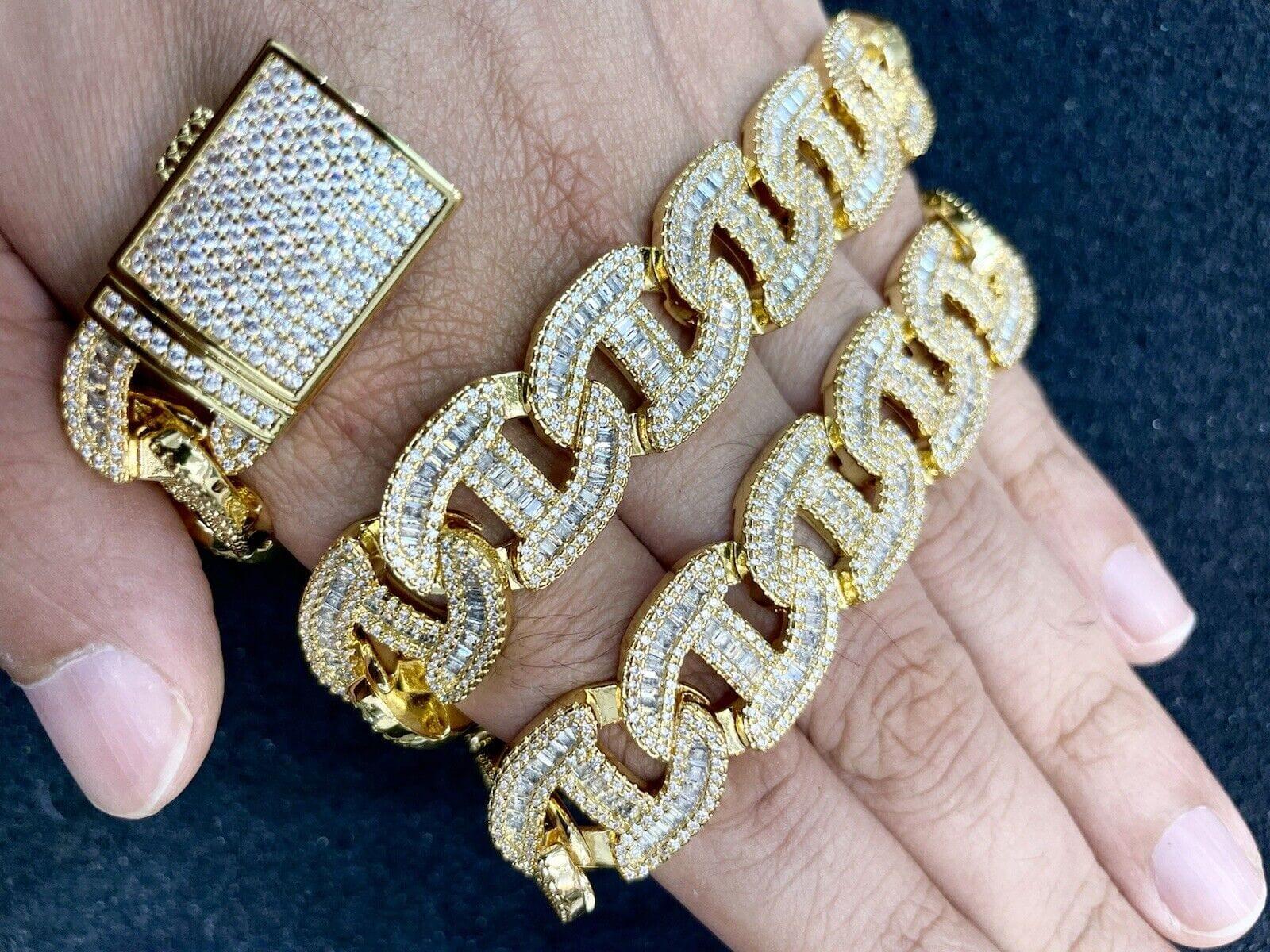 Gold Plated Iced Out Hermes Bracelet – FrostNYC