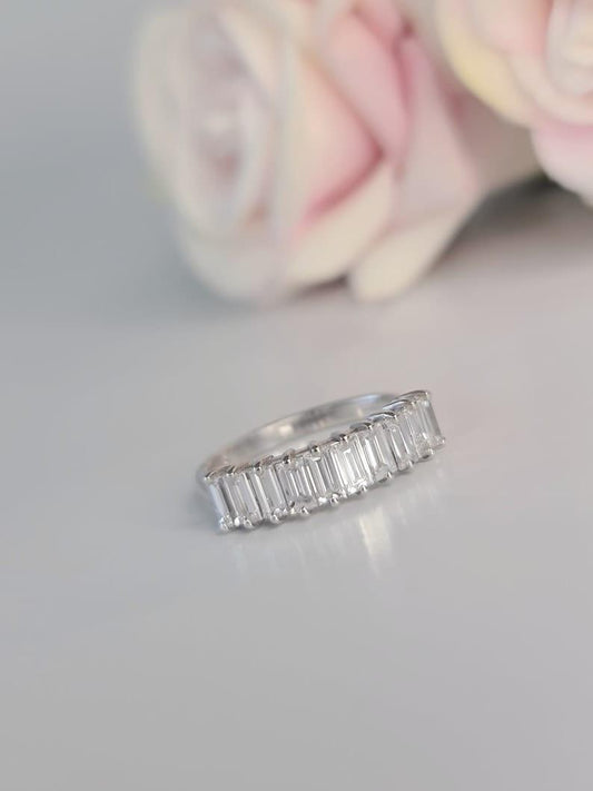 1CT Baguette Lab-Grown Diamond Half Eternity Wedding Band - JBR Jeweler