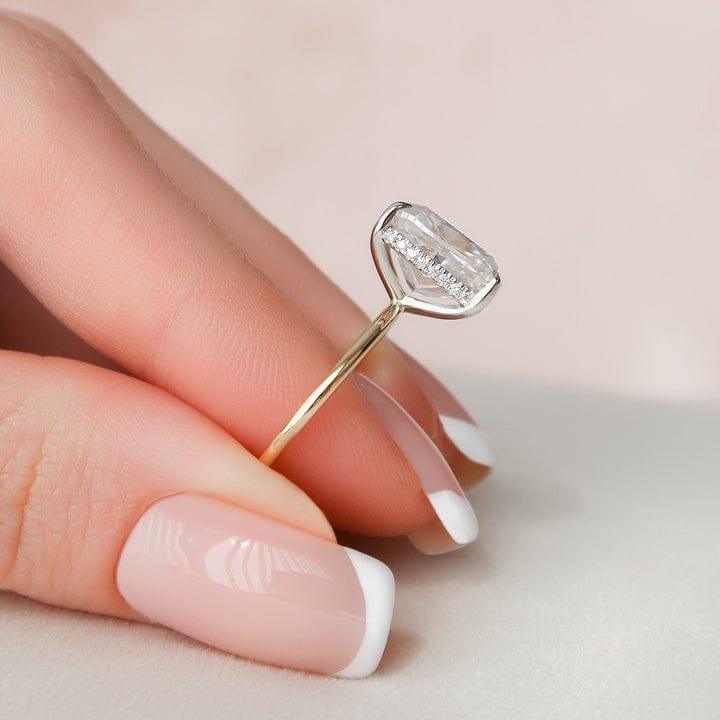 1CT Cushion Cut Lab-Grown Diamond Solitaire Under Halo Engagement Ring - JBR Jeweler