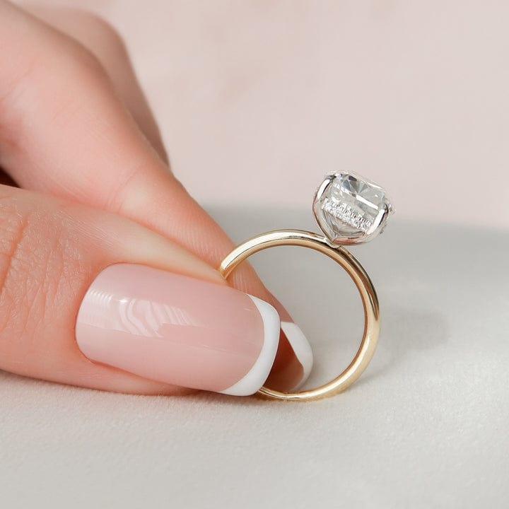 1CT Cushion Cut Lab-Grown Diamond Solitaire Under Halo Engagement Ring - JBR Jeweler