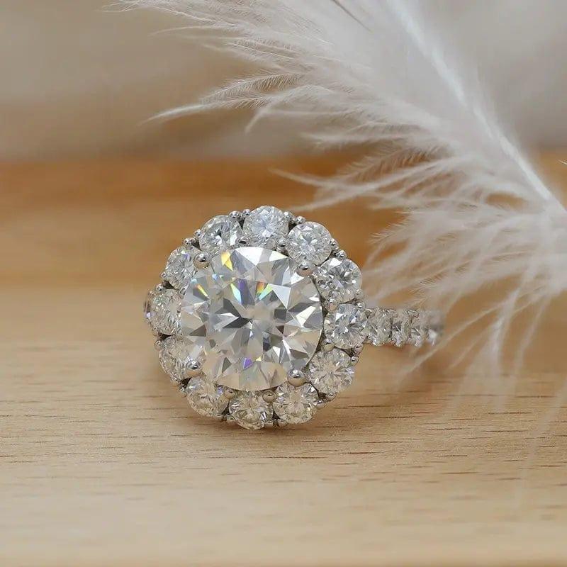 1Ct Diamond Round Cut Lab Grown Halo Set Engagement Ring - JBR Jeweler