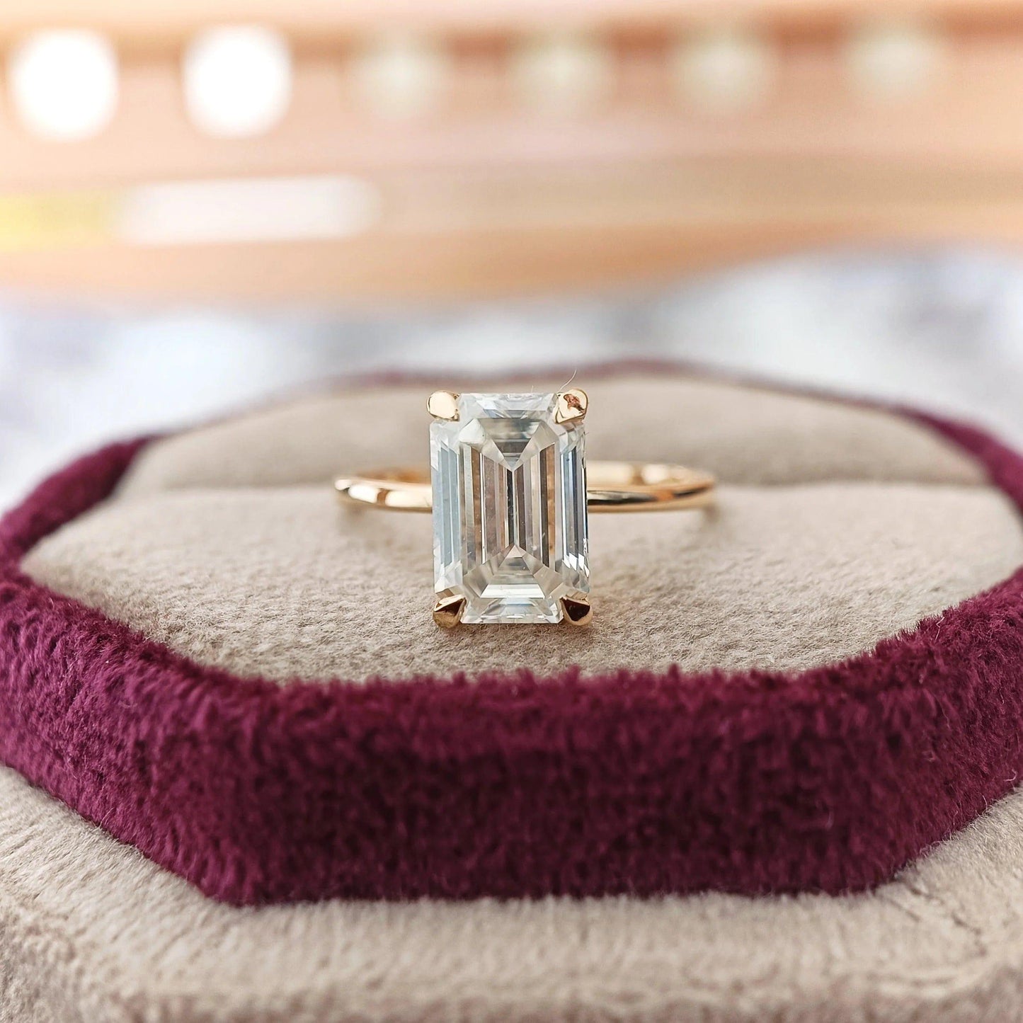 1CT Emerald Cut Double Halo Lab-Grown Diamond Engagement Ring - JBR Jeweler