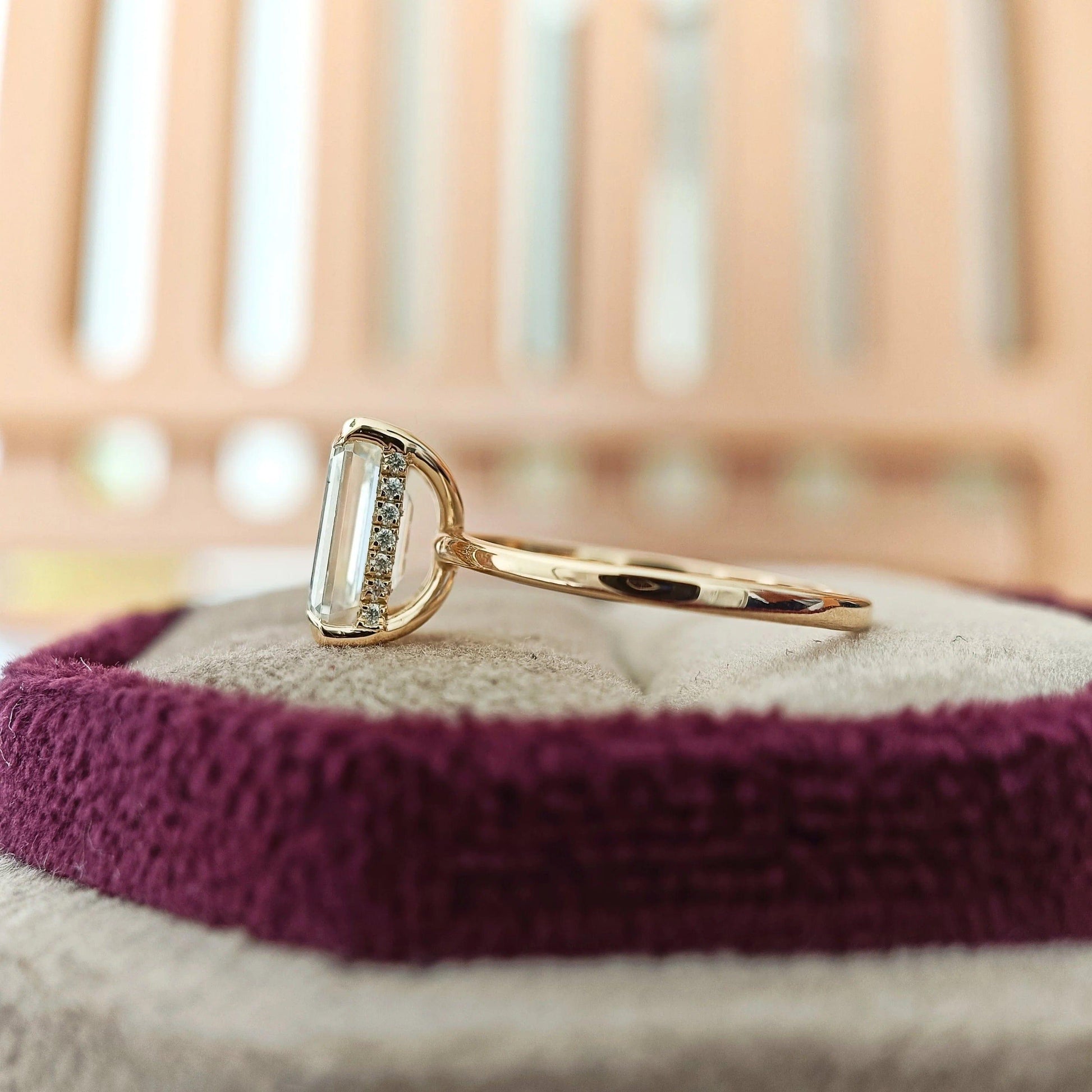 1CT Emerald Cut Double Halo Lab-Grown Diamond Engagement Ring - JBR Jeweler