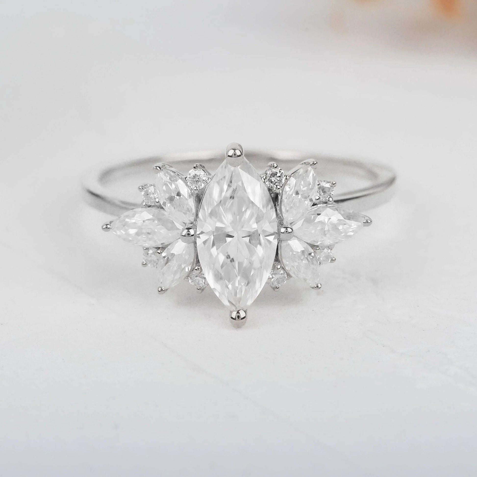 1CT Marquise Cut Lab-Grown Diamond Unique Style Engagement Ring - JBR Jeweler